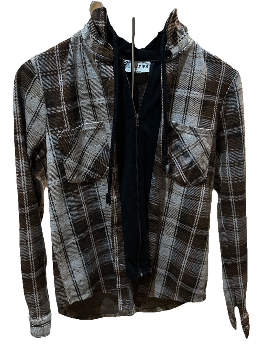 Flannel Plaid Jacket With Hoodie Full Zip Size Small Women’s